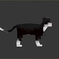 Pixel Art Black And White Cat With Blue Eyes And Pink Nose