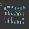 Wooden Stone Craft Decorations with Water Drop Shapes in Various Sizes and Surface Reflections