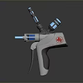 Futuristic Sci Fi Weapon 3D Model With Blue Accents And White Gray Body