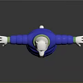 Cute Animated Polar Bear Character In Blue Puffer Jacket And Green Pants With Arms Outstretched