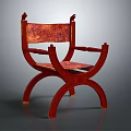 Accent Chair With Red Wooden Frame Curved Armrests And Textured Seat Backrest