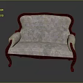 Classic Vintage Sofa With Mahogany Frame And Pink Floral Upholstery Curved Arms