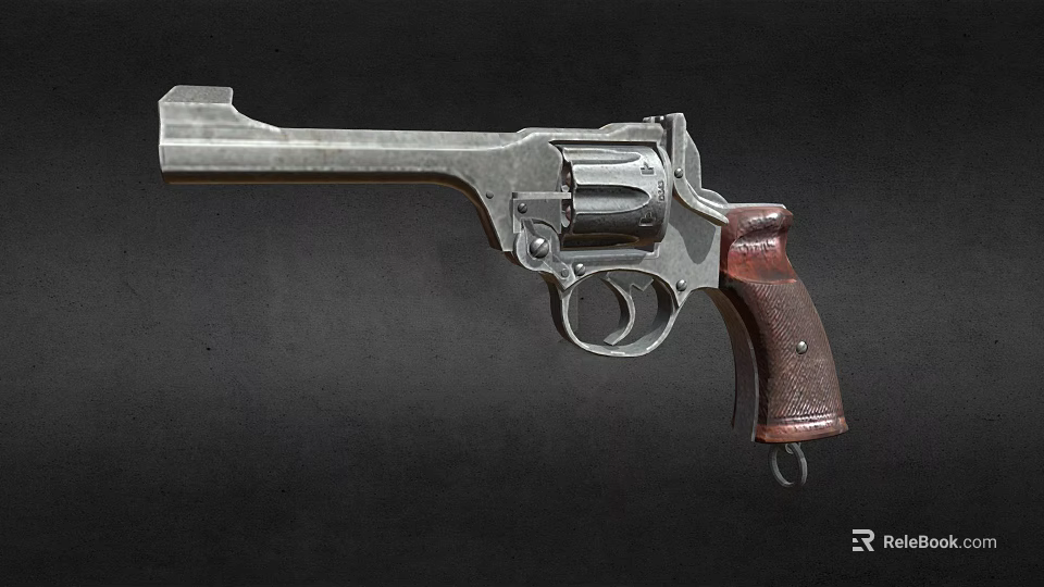Vintage Revolver With Metallic Body Wooden Grip And Classic Design On Dark Background 3d model 