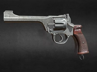 Vintage Revolver With Metallic Body Wooden Grip And Classic Design On Dark Background 3d model