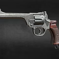 Vintage Revolver With Metallic Body Wooden Grip And Classic Design On Dark Background