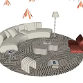 Contemporary Sectional Sofa And Coffee Table Set With Accent Chair Patterned Rug And Floor Lamp