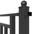 Black Metal Fence With Vertical Bars And Top Rail Structure Design