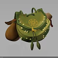 Green Stylish Fashion Bag With Yellow Accents Brown Details Wing Design And Star Emblem