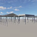 Industrial Factory Building With Steel Frame Structure And Open Roof Under Blue Sky