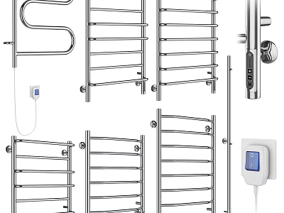 Stainless Steel Bathroom Cabinet Racks With Heated Towel Rails And Wall Mounted Design 3d model