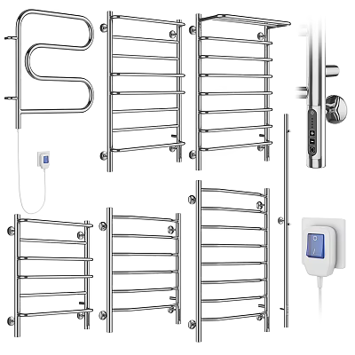 Stainless Steel Bathroom Cabinet Racks With Heated Towel Rails And Wall Mounted Design 3d model