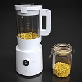 White Blender With Yellow Grains And Glass Jar On Dark Background