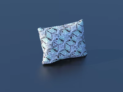 Blue Green Butterfly Pattern Decorative Pillow With Light Background For Sofa 3d model