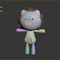 Cartoon Lion Character with White Body and Orange Mane 3D Model in Standing Pose