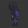 Blue And Purple Astronaut Toy With Dark Background And Reflective Base Design