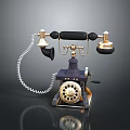 Vintage Electronic Telephone With Classic Rotary Dial Coiled Cord And Metal Components