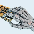 Intricate Golden And Silver Mechanical Hand Sculpture With Touching Palms