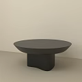 Modern Minimalist Black Coffee Table With Round Top And Square Base 3d model