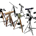 Commercial Equipment Featuring Different Models of Telescopes With Stable Tripod Stands
