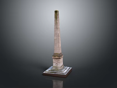 Elegant Stone Obelisk Structure With Square Base And Ornate Carvings 3d model