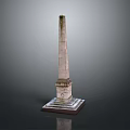 Elegant Stone Obelisk Structure With Square Base And Ornate Carvings 3d model