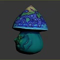 Decorative Vegetable Mushroom With Vibrant Colorful Patterned Cap And Unique Face Design Base