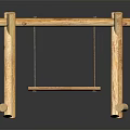 Wooden Swing Play Equipment With A Frame Stand And Wooden Seat For Kids Outdoor Fun