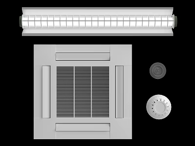 Modern Home Appliance Parts Including Ventilation Panel Linear Light Fixture And Control Knobs 3d model