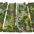 Park Landscape Design With Winding Paths Lush Trees Circular Plazas And Colorful Play Areas