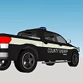 County Sheriff Black And White Functional Law Enforcement Truck With Emergency Lights