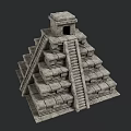 Ancient Stone Architectural Structure With Layered Platforms Stone Steps And Masonry Blocks 3d model