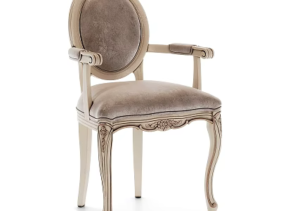 Elegant Velvet Upholstered Dining Chair With Curved Backrest And Carved Wooden Legs 3d model
