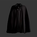 Stylish Dark Colored Cloak With Black Collar And Golden Button Accent 3d model
