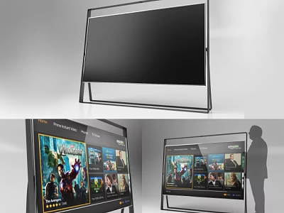 Modern Smart TV With Sleek Borderless Screen Showing Streaming Movies And Content 3d model