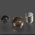 Household Bowls With Transparent Glass Golden And White Stacked Designs For Daily Use