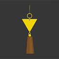 Elegant Golden Earrings With Triangle Pendant And Orange White Cone Charm