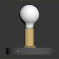 Modern Minimalist Lighting Combination With White Spherical Bulb Golden Pole And Reflective Black Base