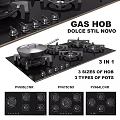 Dolce Stil Novo 3 in 1 Gas Hob Featuring 3 Sizes 3 Types Of Pots