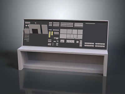 Control Panel Console With White Stand Buttons Indicators And Display Screen 3d model