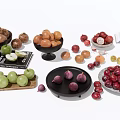 Fresh Assorted Fruits Display in Bowls and Plates with Colorful Varieties