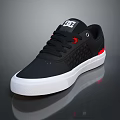 DC Black Skate Shoes With White Sole Red Accents And Textured Upper