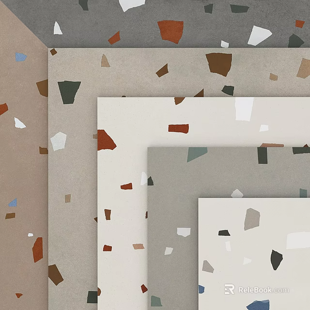 Various Colored Terrazzo Samples With Mixed Chip Patterns And Different Shades For Design 3d model 