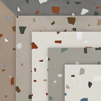 Various Colored Terrazzo Samples With Mixed Chip Patterns And Different Shades For Design 3d model