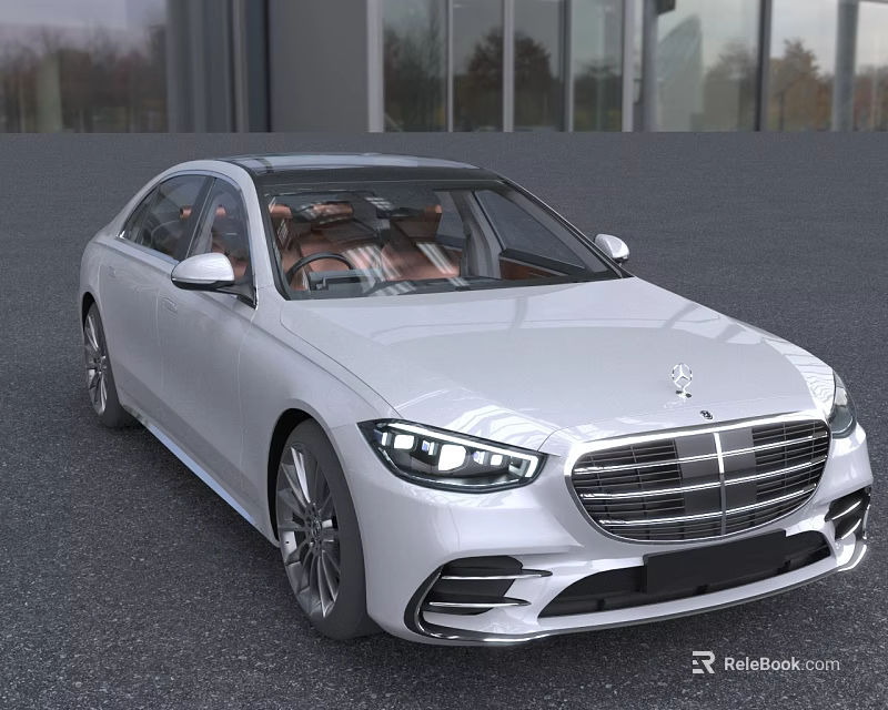 Silver Luxury Sedan Featuring Modern Headlights And Exterior 3d model 