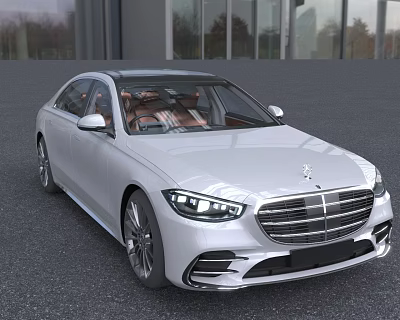 Silver Luxury Sedan Featuring Modern Headlights And Exterior 3d model
