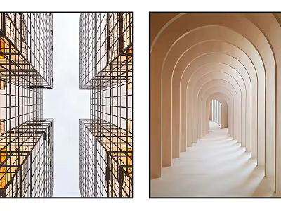 Modern Architectural Design With Glass Frame Structures And Archway Corridors 3d model