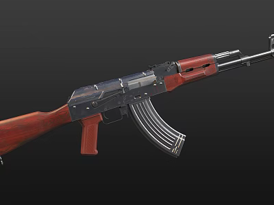 Military Assault Rifle With Wooden Stock Metal Components And Detachable Magazine Design 3d model