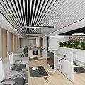 Modern Open Public Office Area With Desks Computers And Plants