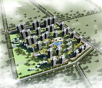 modern residential district residential district planning 3d model