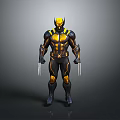 3D Rendered Superhero Character In Black And Yellow Armor With Metal Claws